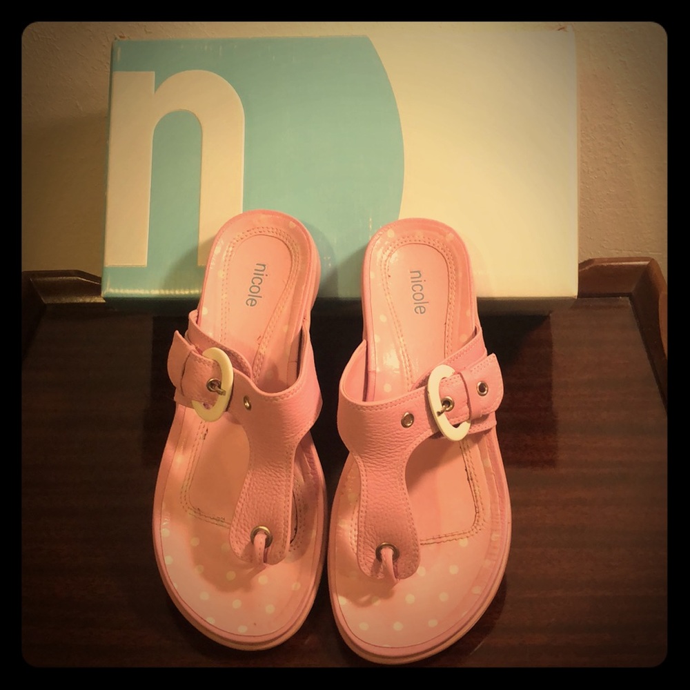 Nicole Pink Polka Dot Sandals